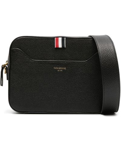 Thom Browne Rwb Leather Shoulder Bag - Unisex - Acrylic/polyester/calf Leather/recycled Polyester - Black