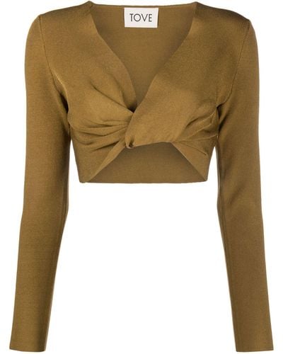 TOVE Grace Twist Front Cropped Top - Green