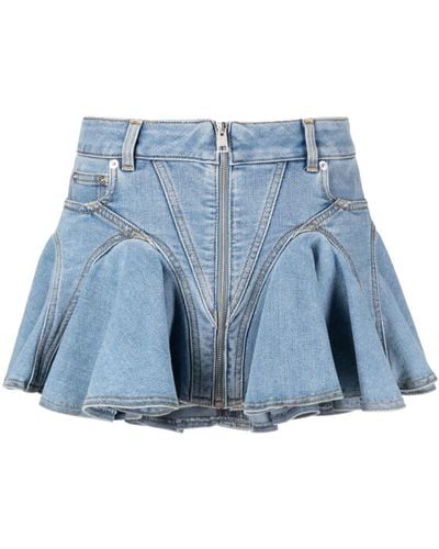 Mugler Mini Denim Skirt - Blue