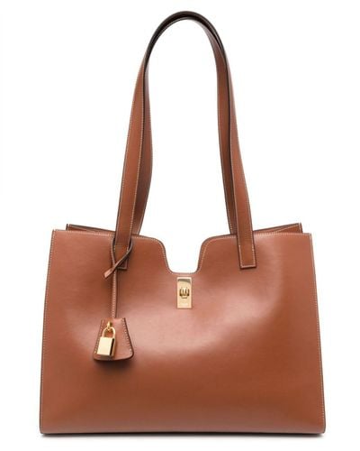 Celine Cabas 16 Leather Tote Bag - Brown