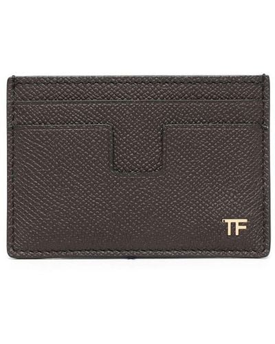 Tom Ford Grained-leather Cardholder - Grey