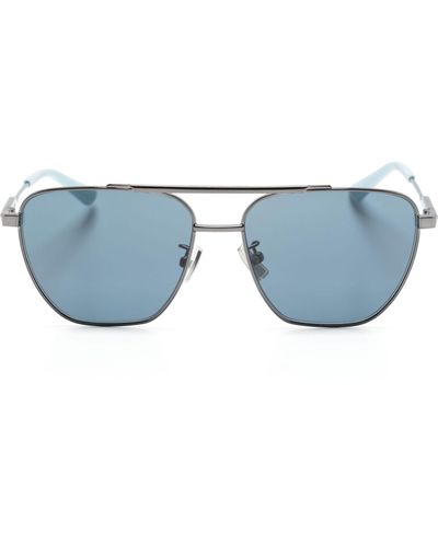 Bottega Veneta Gray Geo Pilot-style Sunglasses - Blue