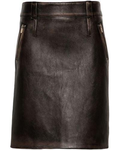 Miu Miu Leather Pencil Skirt - Women's - Polyester/viscose/lambskin - Black