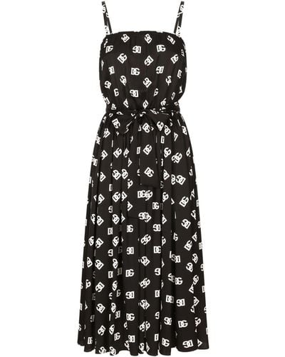 Dolce & Gabbana Dg Print Pleated Dress - Black
