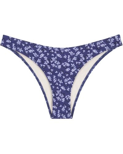 Peony Periwinkle Floral Print Bikini Bottoms - Blue