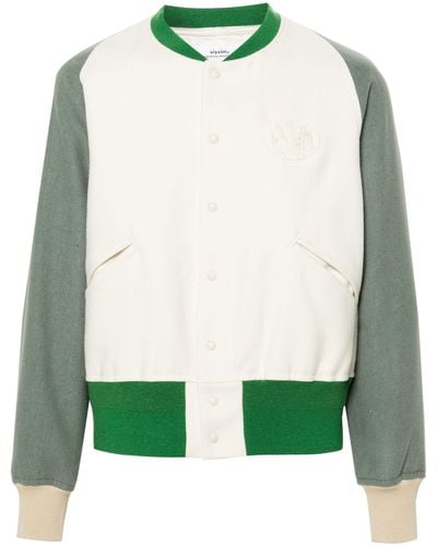 Visvim Logo-patch Felted Varsity Jacket - Men's - Rayon/wool/linen/flax/cotton - Green