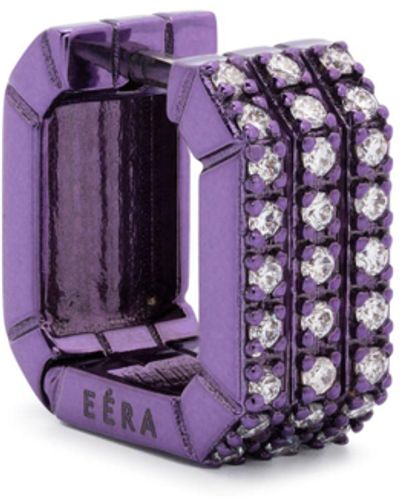 Eera Eéra - 18k White Gold Candy Diamond Single Hoop Earring - Women's - 18kt Gold/diamond - Purple