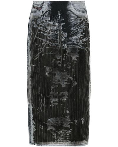DIESEL De-Pra-Fse1 Denim Midi Skirt - Black