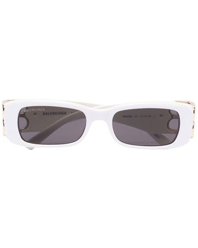 Balenciaga Bb-plaque Rectangle-frame Sunglasses - White