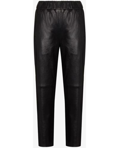 Stand Studio Noni Leather Track Trousers - Women's - Nappa Leather/polyester/spandex/elastane - Black