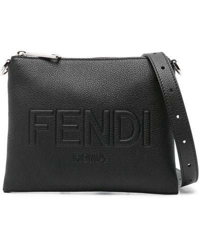 Fendi Roma Leather After Mini Phone Pouch - Black