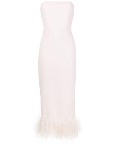 16Arlington Minelli Feather-trim Strapless Dress - White