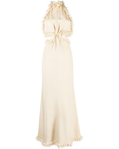 TOVE Neutral Xin Petal-appliqué Silk Gown - White