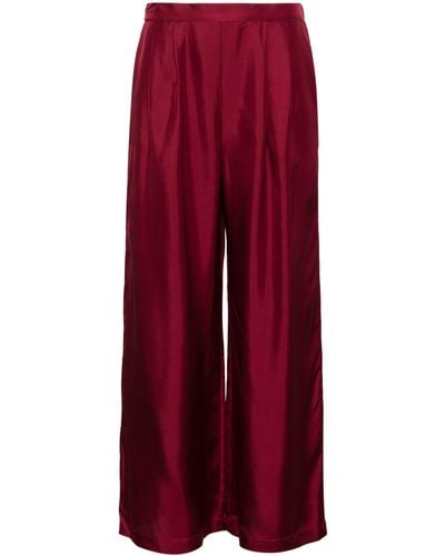 Asceno Isola Straight-leg Silk Trousers - Red