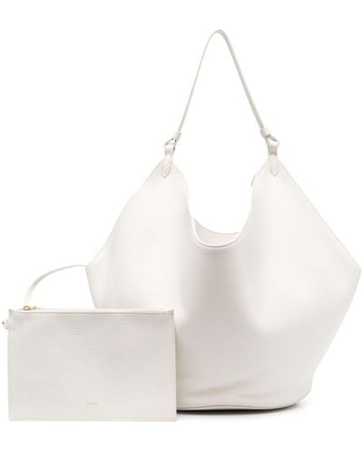 Khaite Lotus Medium Leather Tote Bag - White