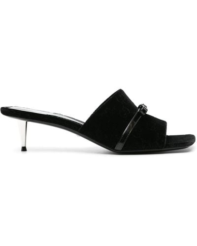 Gucci Velvet Sandal With Heel - Black