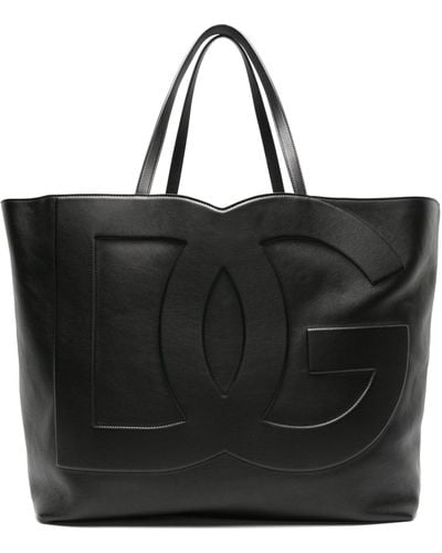 Dolce & Gabbana Logo-embossed Leather Tote Bag - Black