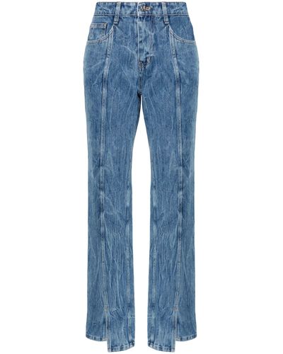 LVIR Wrinkled-finish Straight-leg Jeans - Blue
