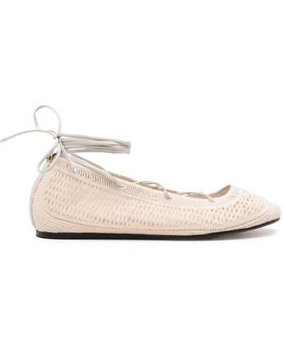 Isabel Marant Neutral Belna Openwork Ballerina Shoes - Women's - Polyester/calf Leather/sheepskin - Natural
