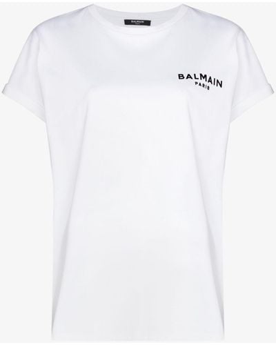 Balmain Logo Print Cotton T-shirt - White