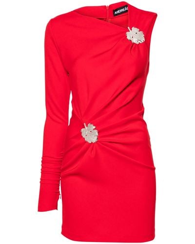 ANDREADAMO Leaf-brooch Mini Dress - Red