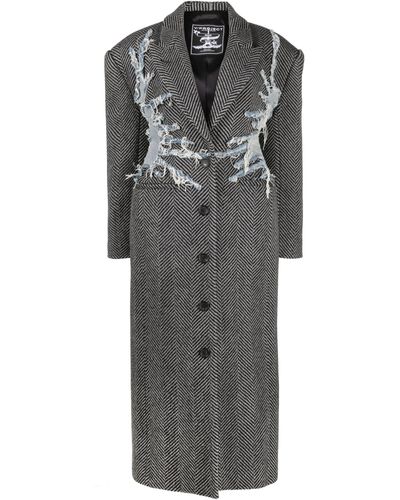Y. Project Black And Hourglass Whisker Coat - Women's - Virgin Wool/cotton/viscose - Grey
