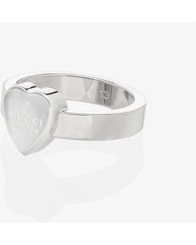 Gucci Sterling Engraved Heart Ring - Women's - Sterling - White