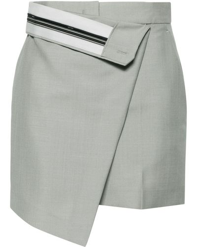 Fendi High-waist Asymmetric Mini Shorts - Gray