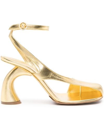 Dries Van Noten 105mm Cut Out Metallic Court Shoes