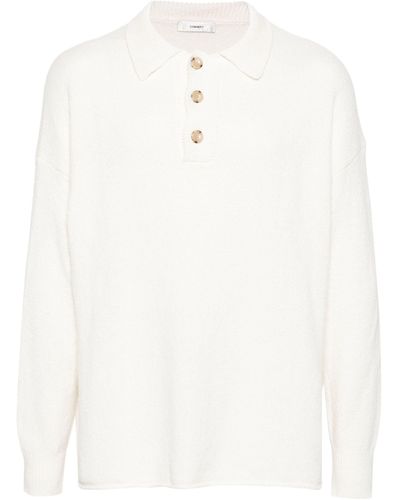 Commas Knitted Polo Shirt - White