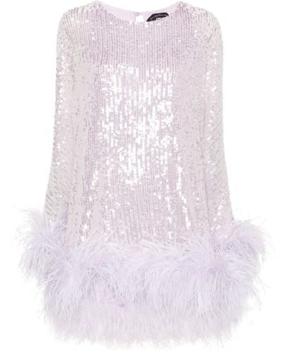‎Taller Marmo Vegas Sequinned Mini Dress - Women's - Spandex/elastane/polyester/ostrich Feather - White