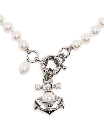 Vivienne Westwood Crystal-orb Pearl Necklace - White