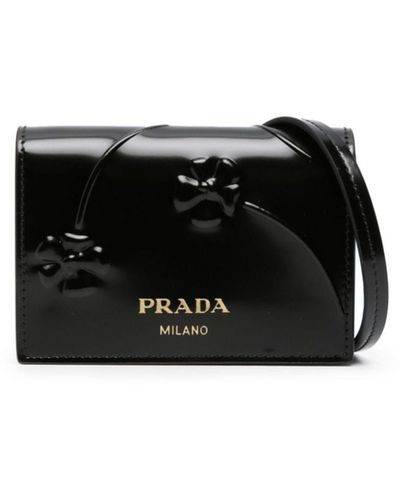 Prada Floral-debossed Leather Wallet - Black