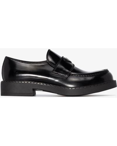 Prada Brushed Leather Loafers - Men's - Leather/rubber - Black