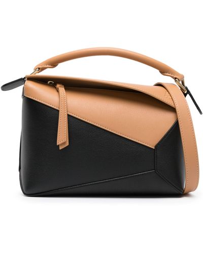 Loewe Puzzle Edge Small Leather Top Handle Bag - Black