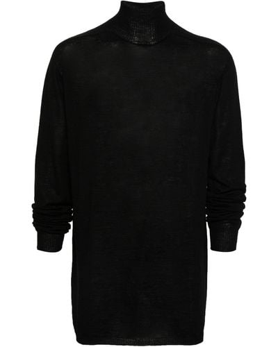 Rick Owens Roll-neck Wool Sweater - Black