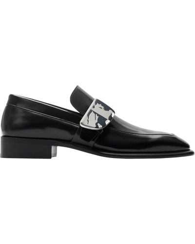 Burberry Shield Leather Loafers - Black