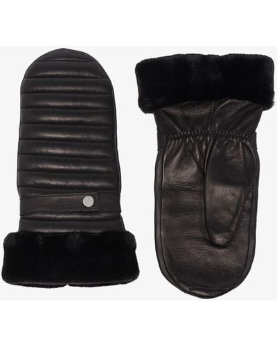 Agnelle Puffer Leather Mittens - Women's - Alpaca/lambskin - Black