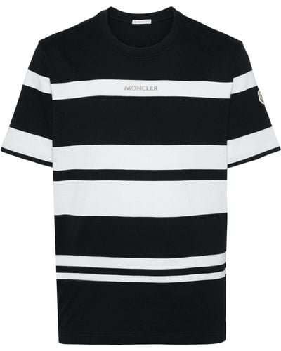 Moncler Striped Cotton T-shirt - Black