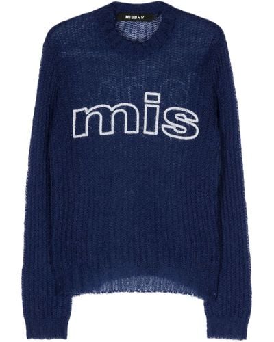 MISBHV Unbrushed Mohair Open Knit Sweater - Blue