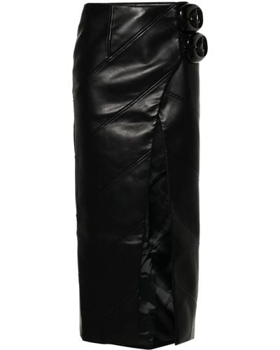 Aleksandre Akhalkatsishvili Wrap Faux-leather Midi Skirt - Women's - Polyester/polyurethane - Black