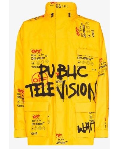 Off-White c/o Virgil Abloh Logo Print Gore-tex Jacket - Yellow