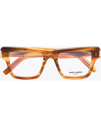 Saint Laurent Havana Square Optical Glasses - Brown
