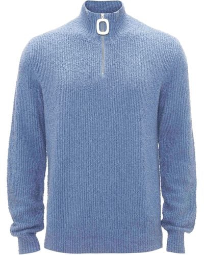 JW Anderson Bouclé Knit Cotton Sweater - Blue