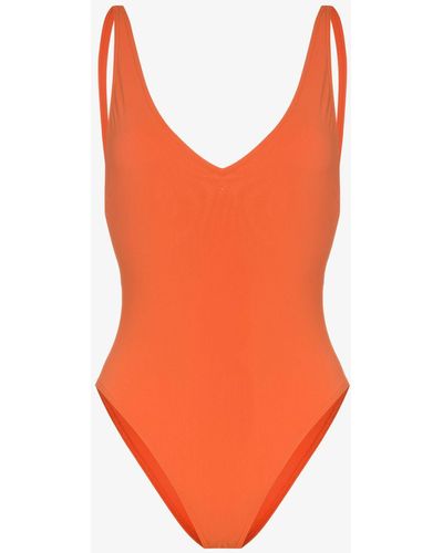 Totême V-neck Swimsuit - Women's - Recycled Polyamide/spandex/elastane - Orange