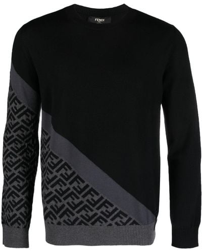 Fendi Ff Monogram Wool Jumper - Black