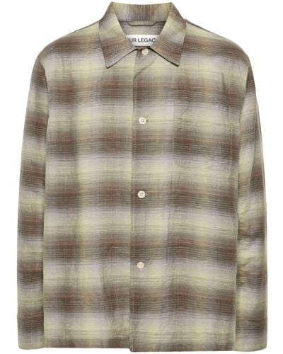 Our Legacy Box Checked Shirt - Men's - Cotton/linen/flax - Gray