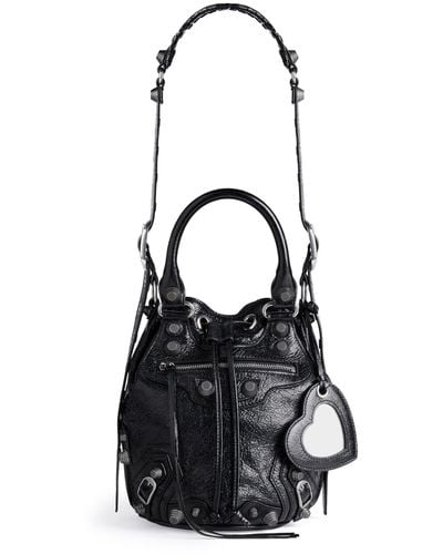 Balenciaga Le Cagole Leather Bucket Bag - Black