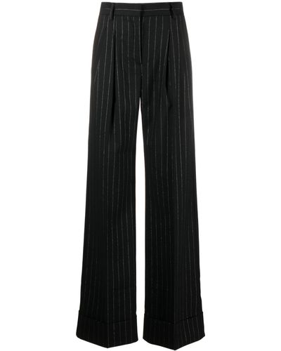 ANDAMANE Nathalie Pinstripe Wide-leg Trousers - Women's - Polyester/viscose/spandex/elastane/acetatepolyester - Black