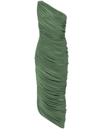Norma Kamali Gathered One-shoulder Dress - Women's - Polyester/spandex/elastane - Green